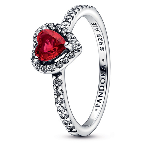 Sparkling Red Elevated Heart Ring from Pandora Jewelry.  Item: 198421C02
