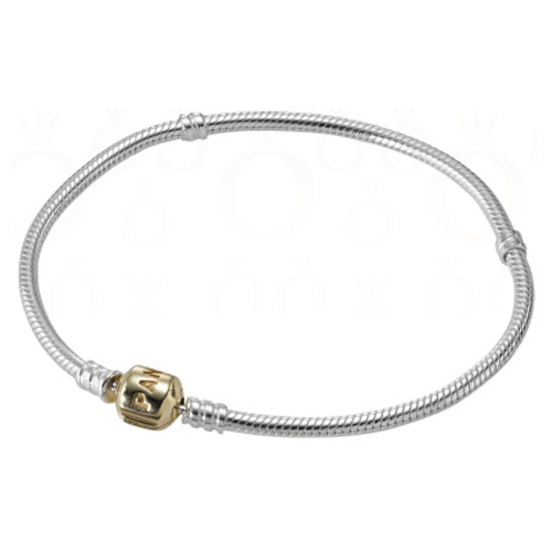Pandora Silver Bangle Charm Bracelet With 14K Gold Clasp 590718-17