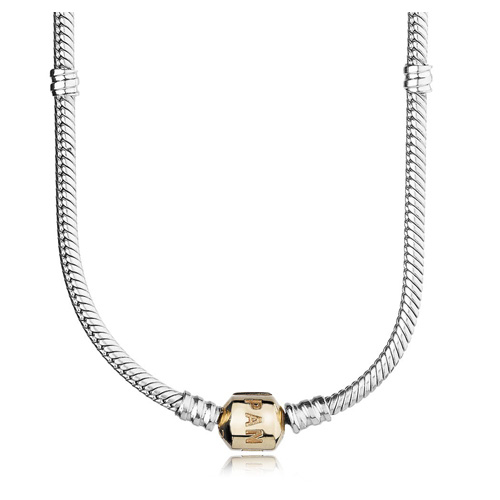 Sterling Necklace with 14K Gold Clasp