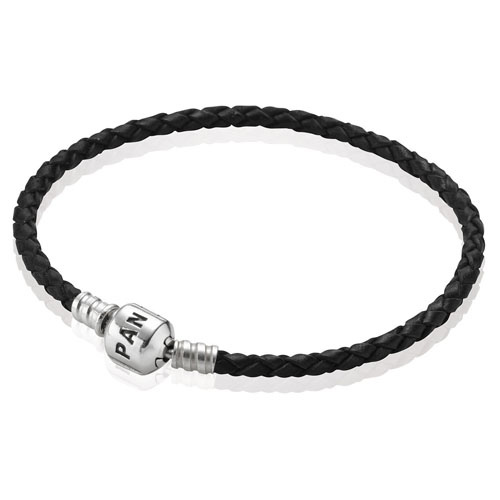 Retired Pandora Single Black Leather Bracelet :: Pandora Bracelets  590705CBK-S :: Authorized Online Retailer