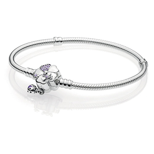 Silver Charm Bracelet with Pandora Rose Clasp