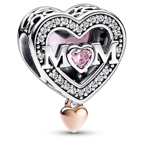 Engravable Heart Charm, Rose gold plated
