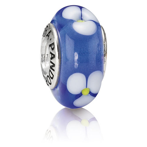 Pandora Blue White Floral retailer Murano Glass Charm