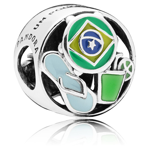 Pandora, Jewelry, Pandora Charm Brazil Flag In Heart