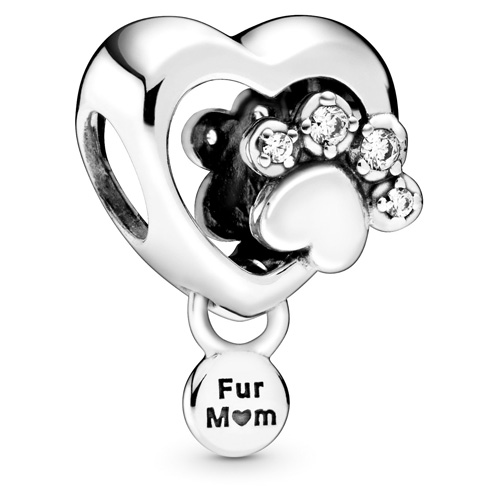 Pandora Sparkling Fur Mom Paw Print Charm Gems with Sterling Silver 798873C01 :: Authorized Online Retailer