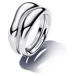 Silver Organically Shaped Stacking Rings