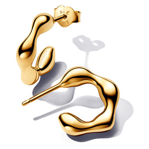 Gold Organically Shaped Open Hoop Earrings