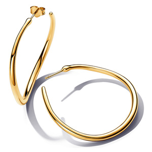 Gold Organically Shaped 42 mm Open Hoop Earrings