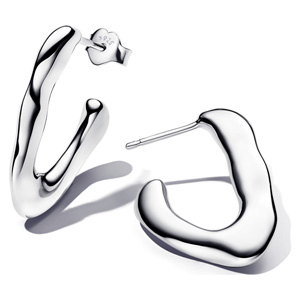 Silver Organically V-shaped Open Hoop Earrings