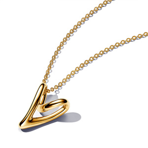 Gold Organically Shaped Heart Pendant Necklace