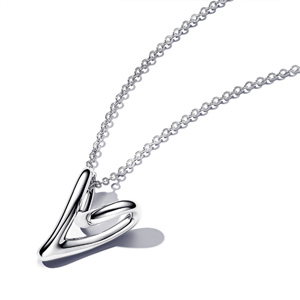 Silver Organically Shaped Heart Pendant Necklace